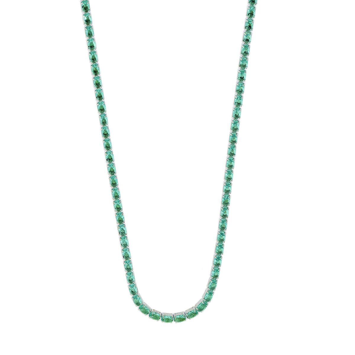 Colar de Prata Riviera Zircônias Verde Turquesa 38cm - foto 2