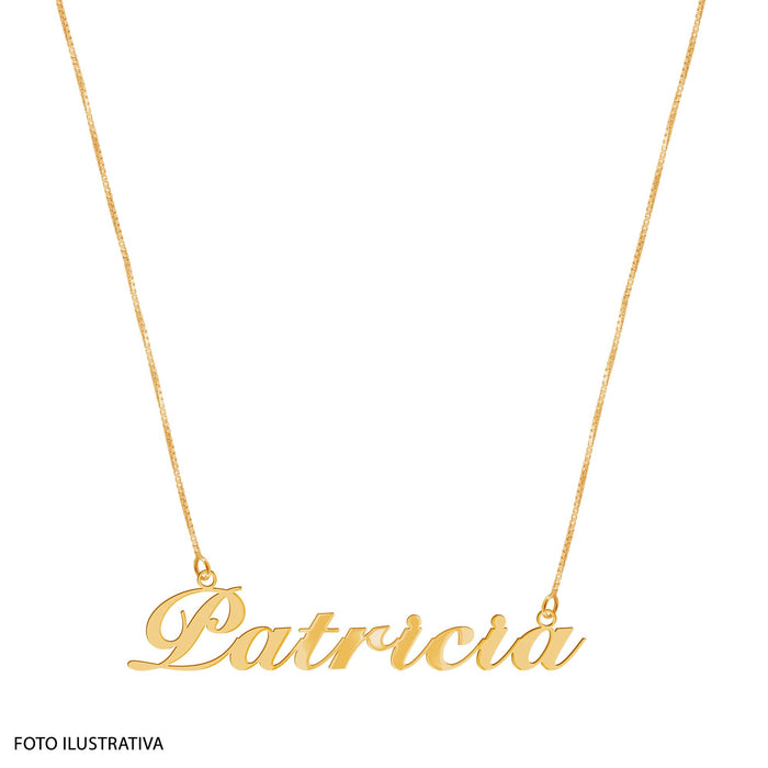 Colar de Prata com Manuscrito Nome Simples 50cm Revestido com Ouro 18k