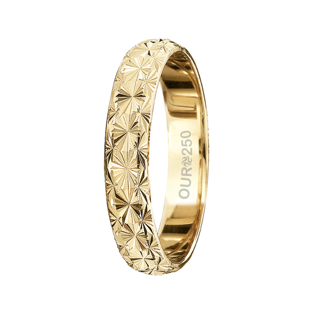 Aliança de Ouro Austrália Diamantada 250K Liga Ourum Italiana 3.6mm