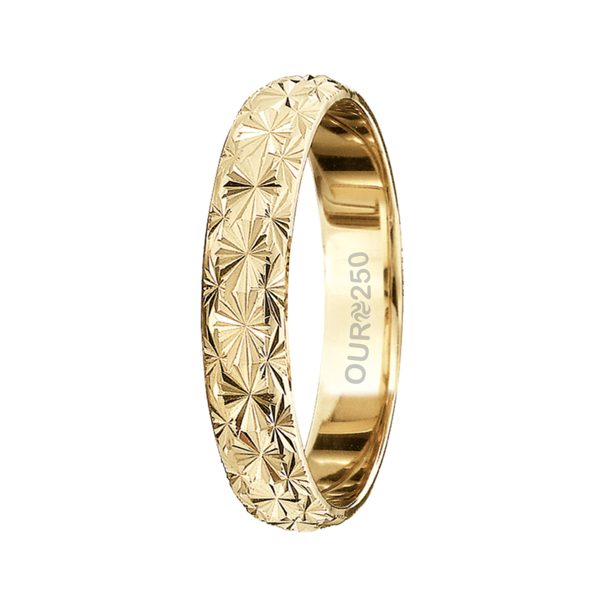 Aliança de Ouro Austrália Diamantada 250K Liga Ourum Italiana 3.6mm