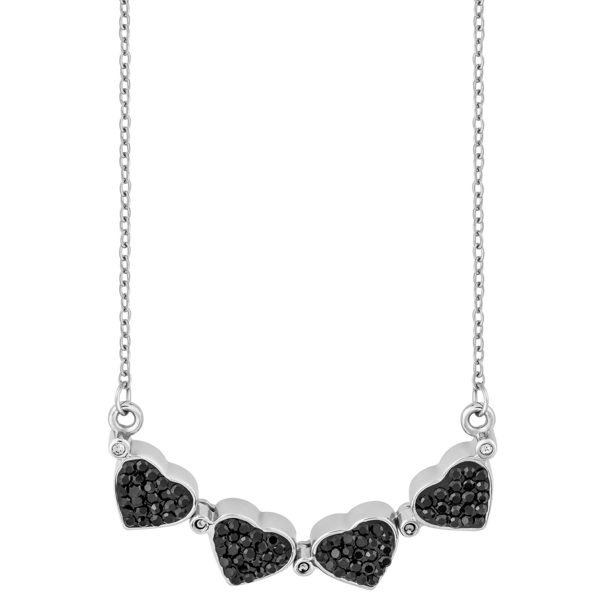 Colar de Aço Trevo ou 4 Corações com Zircônias Pretas - foto 2
