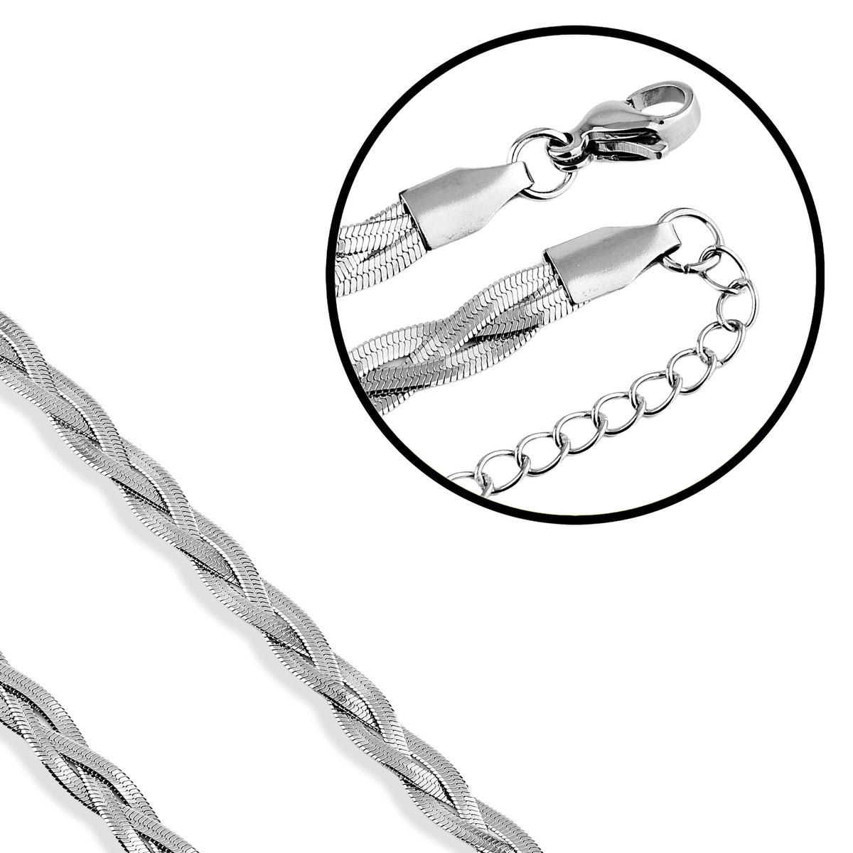 Colar de Aço 3 Fios Trançados 40cm mais 5cm Extensor - foto 2