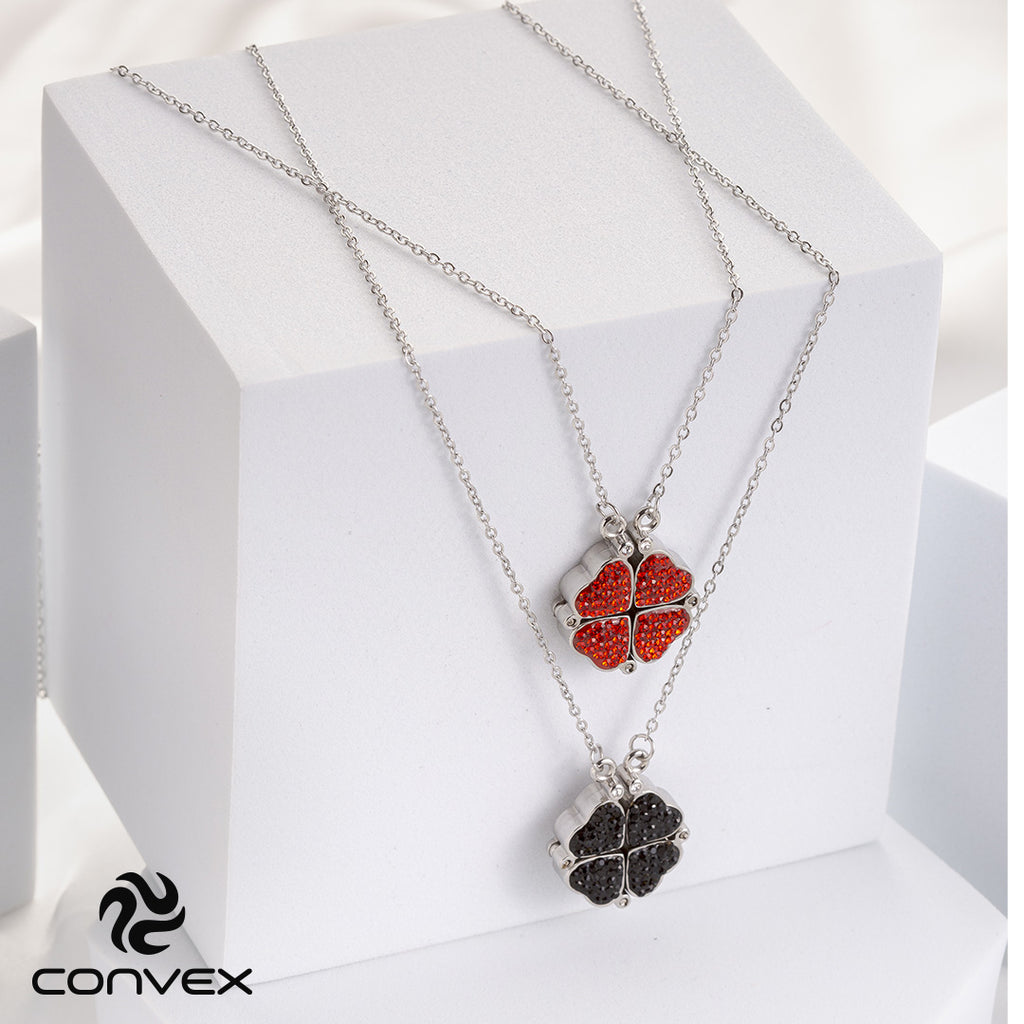 Colar de Aço Trevo ou 4 Corações com Zircônias Pretas - foto 5