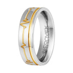 Aliança de Aço Heart Beat Feel com Filete Gold IPG 6mm