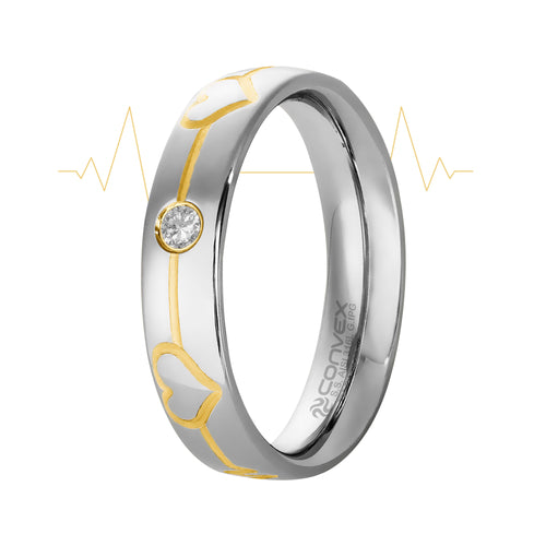 Aliança de Aço Love Beat Shine com Filete Gold IPG 5mm