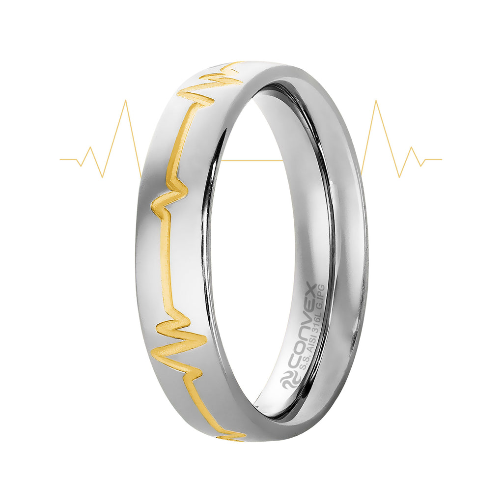Aliança de Aço Love Beat com Filete Gold IPG 5mm
