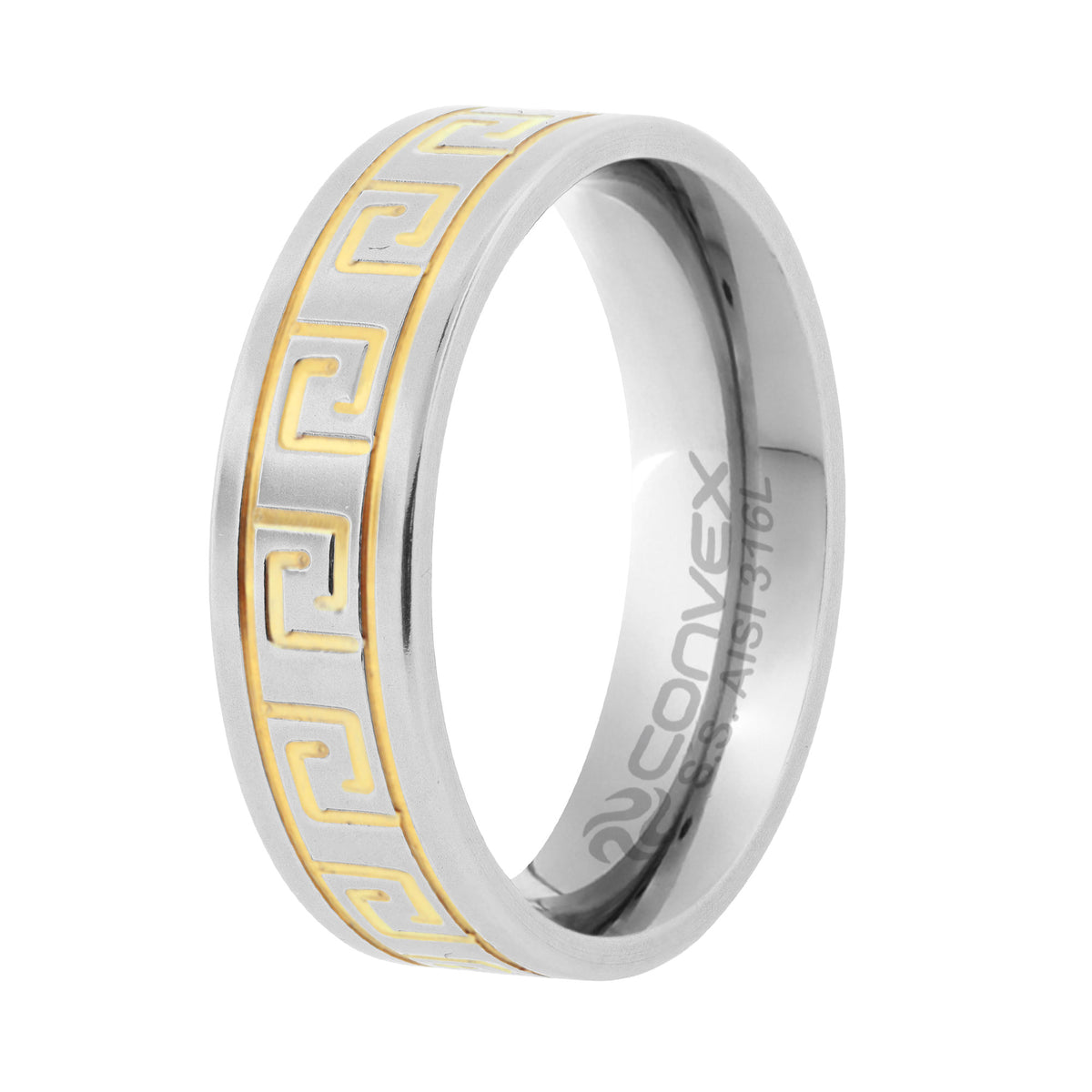 Aliança de Aço Greek 6.5mm com Filete Gold IPG