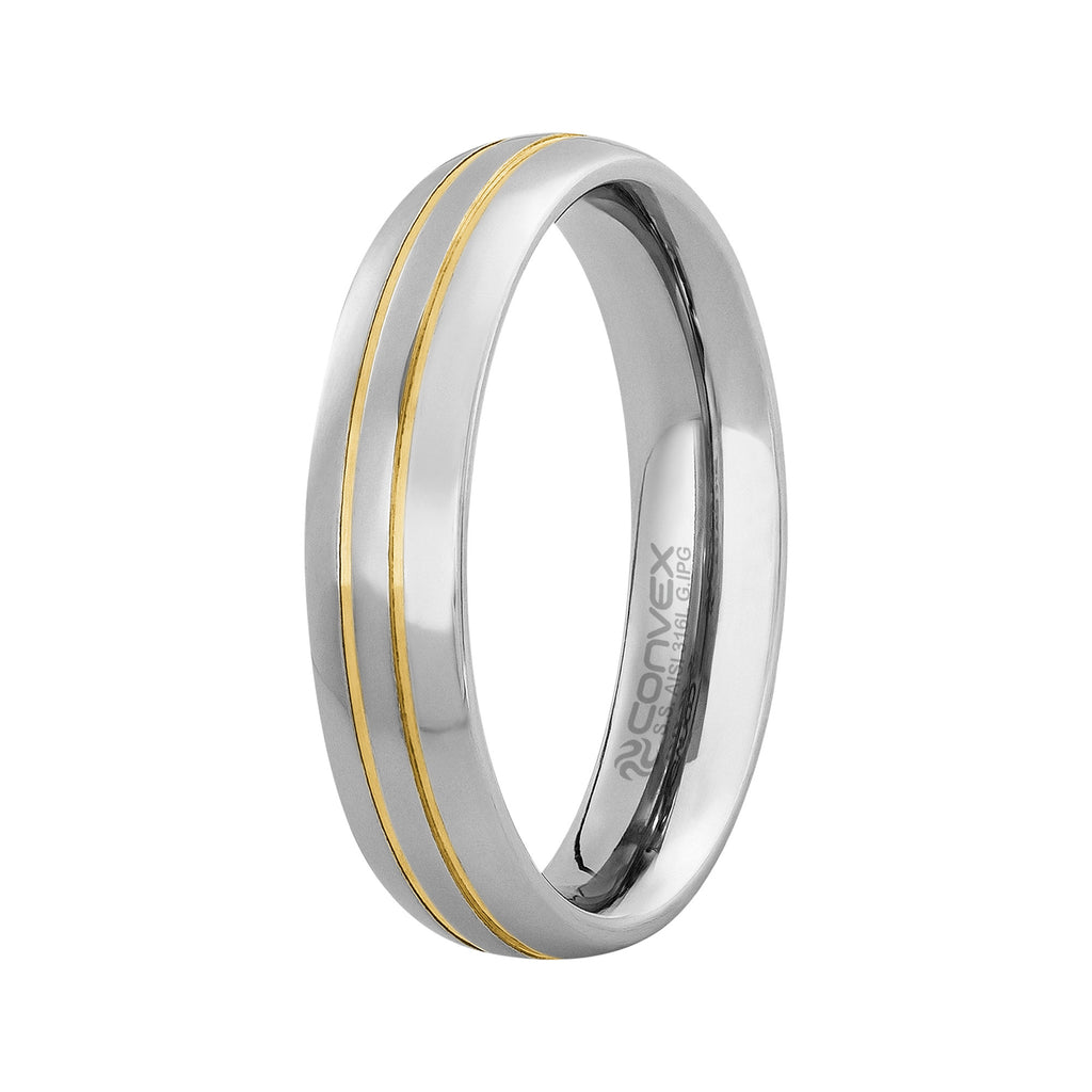 Aliança de Aço Berlim com Filete Duplo Gold IPG 5mm