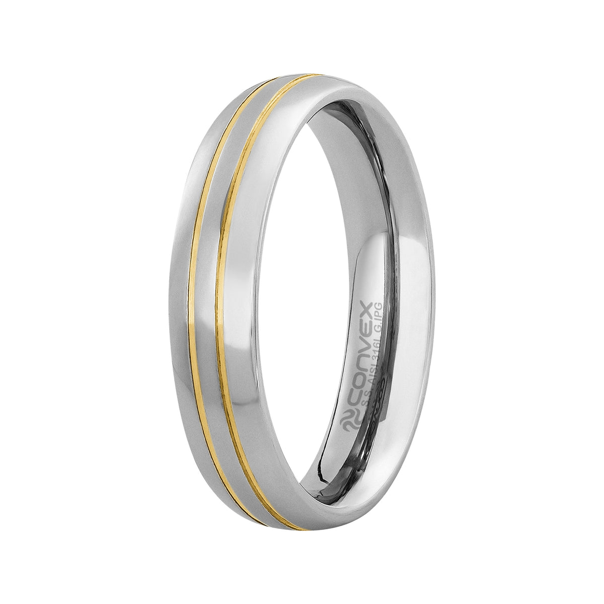 Aliança de Aço Berlim com Filete Duplo Gold IPG 5mm