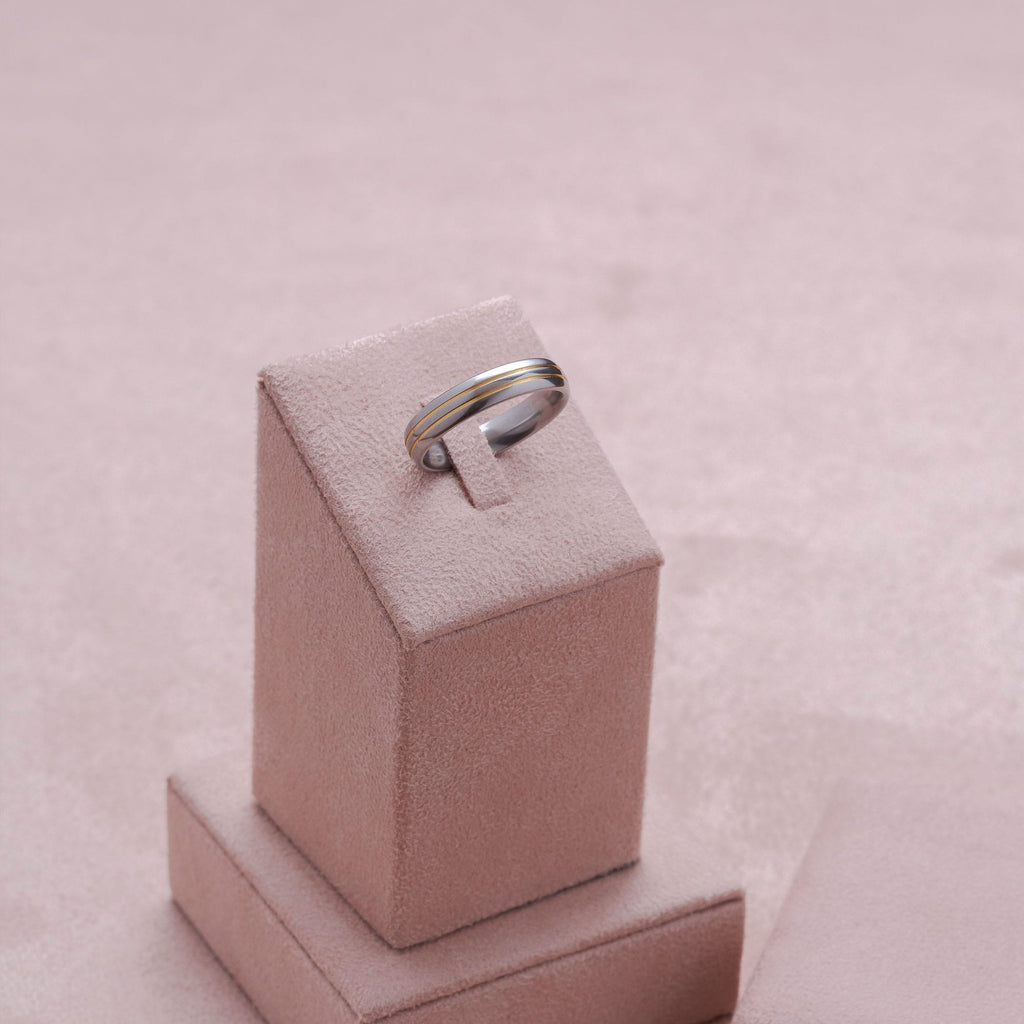 Aliança de Aço Berlim com Filete Duplo Gold IPG 5mm - foto 2