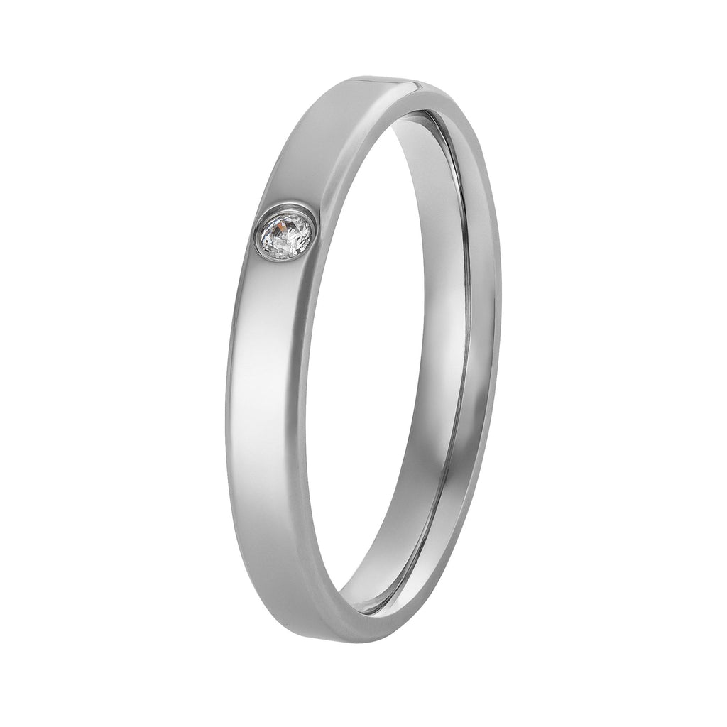 Aliança de Aço Slim Alysia com Zircônia 3mm