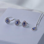 Anel de Prata Coleção Queens Cristal Tanzanita 5x7mm e Zircônias Brancas - foto 3