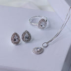 Anel de Prata Coleção Queens Gota Cristal 5x7mm e Zircônias Brancas - foto 3