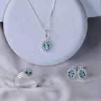 Anel de Prata Coleção Queens Oval Cristal Topázio Sky 5x7mm e Zircônias Brancas - foto 3