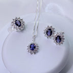 Anel de Prata Coleção Queens Oval Cristal Tanzanita 6x8mm e Zircônias Brancas - foto 3