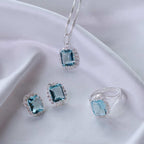 Anel de Prata Coleção Queens Cristal Topázio Sky 8x10mm e Zircônias Brancas - foto 3