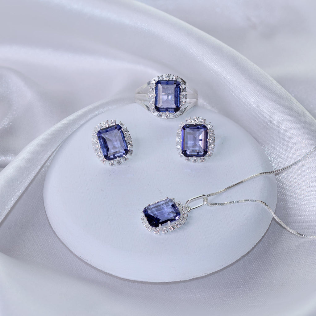Anel de Prata Coleção Queens Cristal Tanzanita 8x10mm e Zircônias Brancas - foto 3