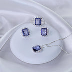 Anel de Prata Coleção Queens Cristal Tanzanita 8x10mm e Zircônias Brancas - foto 3