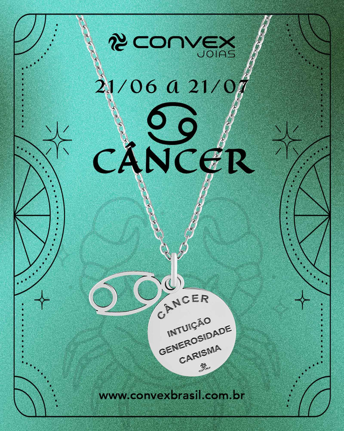 Colar de Aço Signo Câncer 18mm 50cm - foto 2