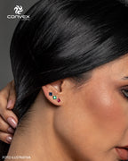 Brinco de Prata Solitário Zircônia Vermelha Carré 4mm - foto 2
