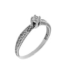 Anel de Prata Solitário com Zircônia Branca 4mm