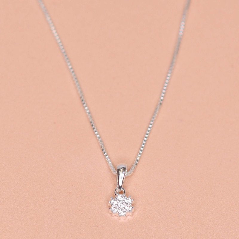 Colar de Prata Coleção Florescer com Zircônias Brancas 45cm