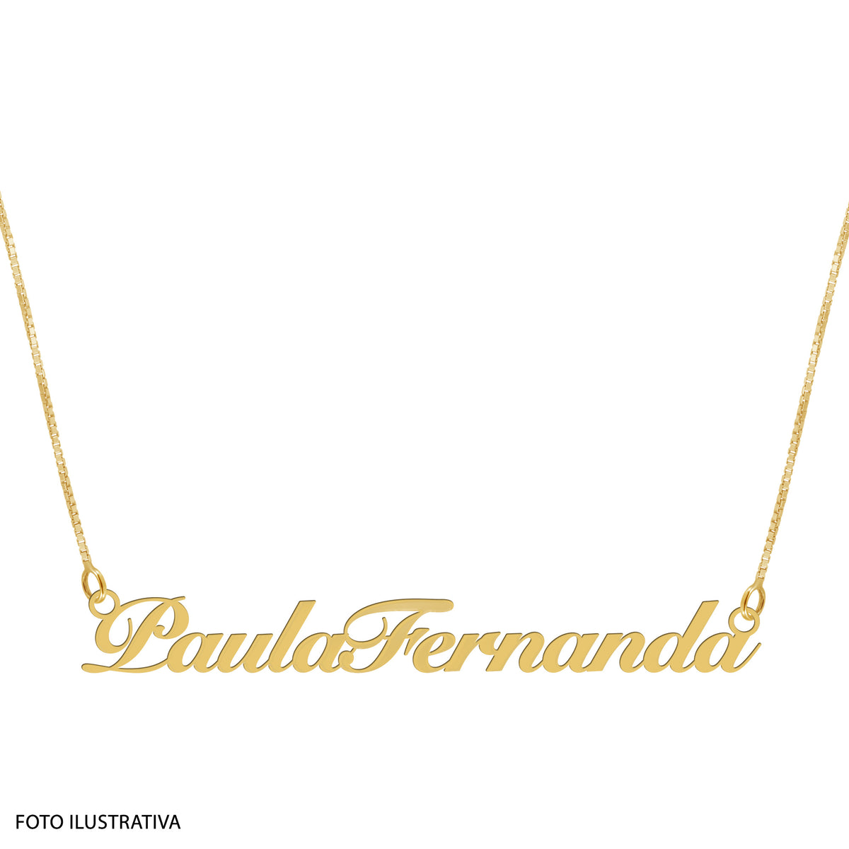 Colar de Prata com Manuscrito Nome Composto 50cm Revestido com Ouro 18k