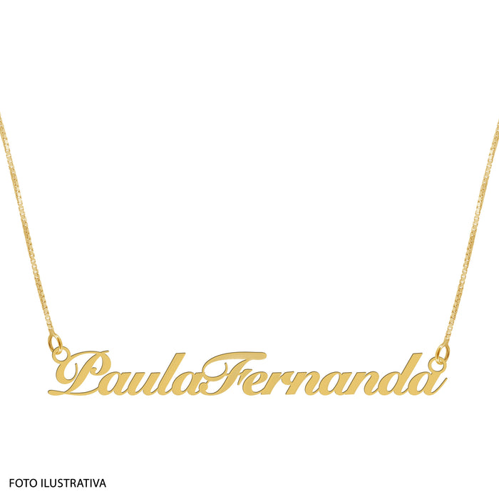 Colar de Prata com Manuscrito Nome Composto 50cm Revestido com Ouro 18k