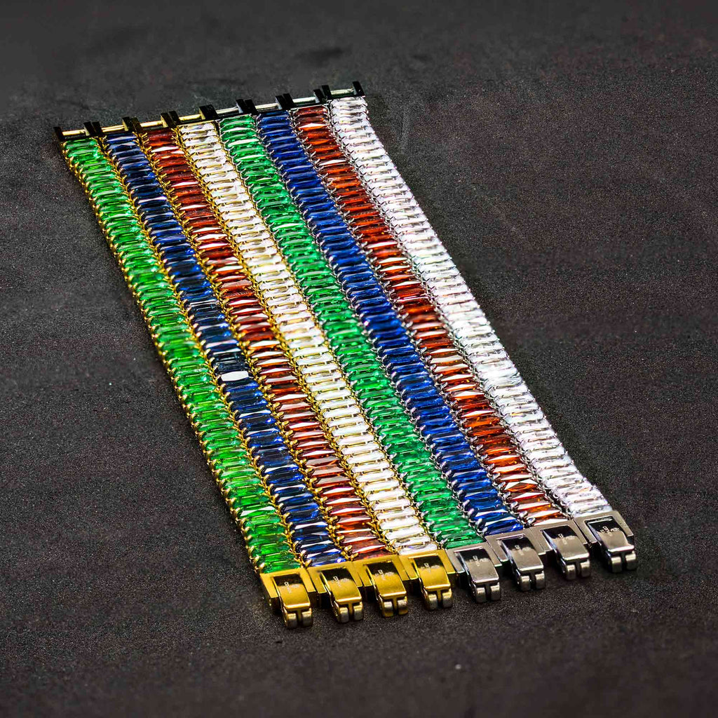 Pulseira de Aço Riviera Esmeralda Zircônia Baguete 16cm IPG - foto 5