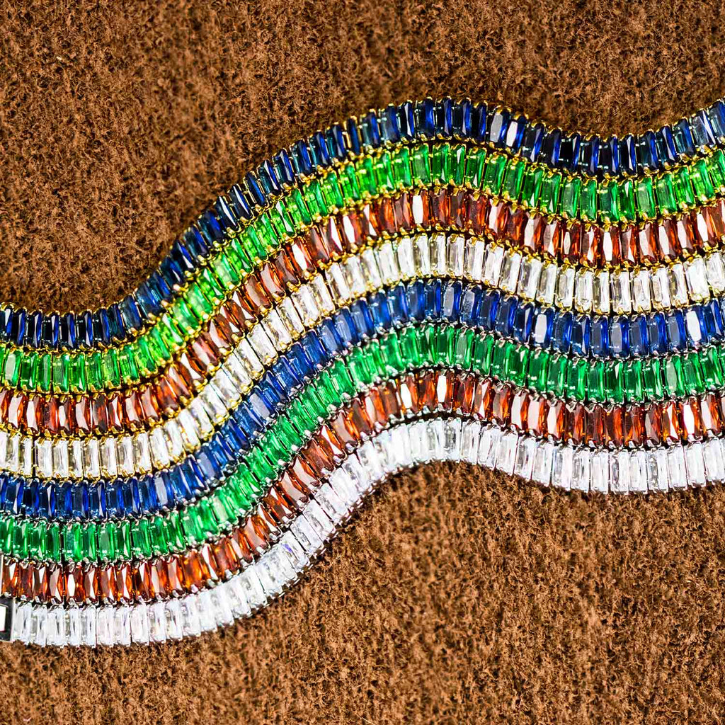Pulseira de Aço Riviera Safira Zircônia Baguete 16cm - foto 4