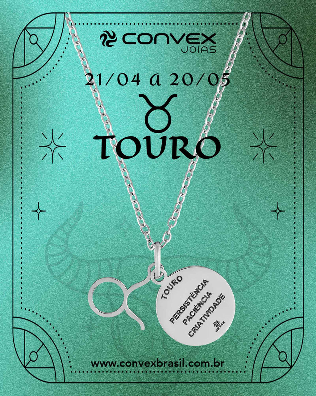 Colar de Aço Signo Touro 18mm 50cm